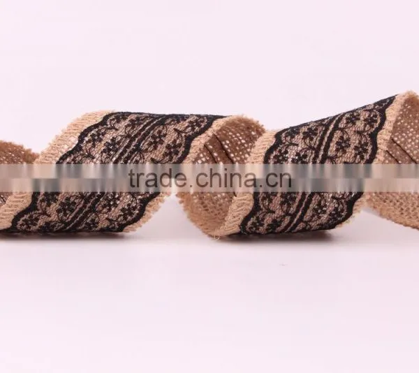 Decorative 28mm Wide Wire Edge Burlap Ribbon photo-5