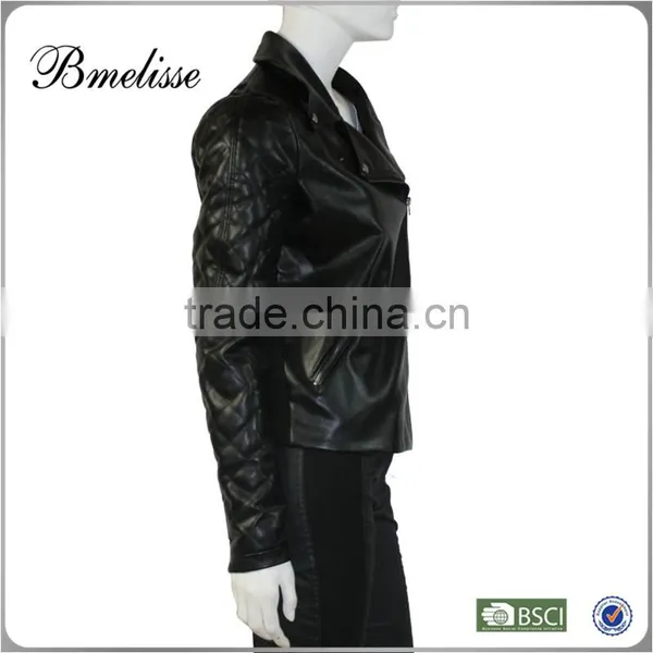 2014-2015 New Arrival Stylish Women's Shinny Black Fashion pu Jacket photo-2
