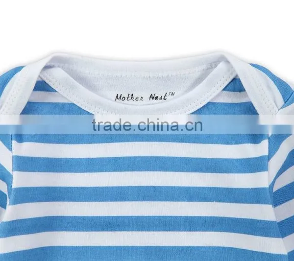 2017 Navy Style Wholesale Baby Romper Blue & White Stripes Pattern Long Sleeves Onesie Baby Bodysuit Jumper photo-3