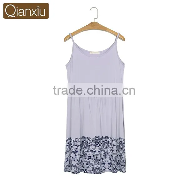 China Supplier Quality Qianxiu Two Pieces Hot Printed Ladies Deft Design Night Wear photo-4