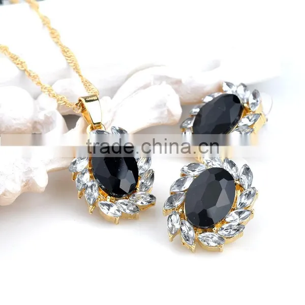 New Wedding Women Fashion Rhinestone Necklace Crystal Earrings Charm Jewelry Set photo-4