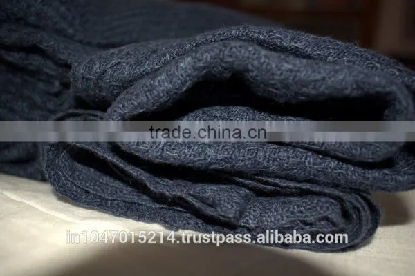 Hand Woven Organic Linen Dark Blue Waffle Towel photo-3