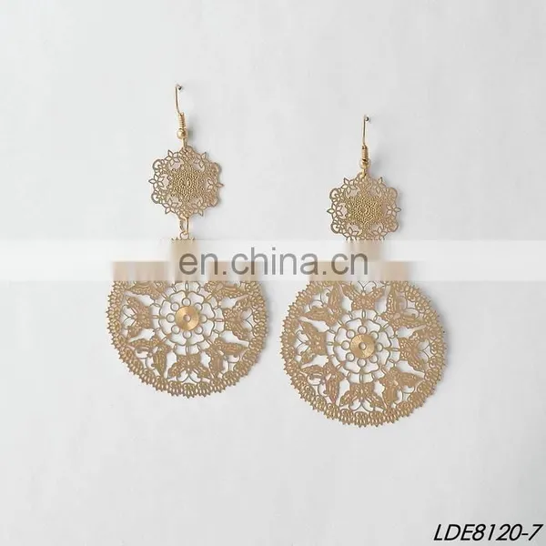 Painting Filigree Earrings Metal Flower Earring photo-6