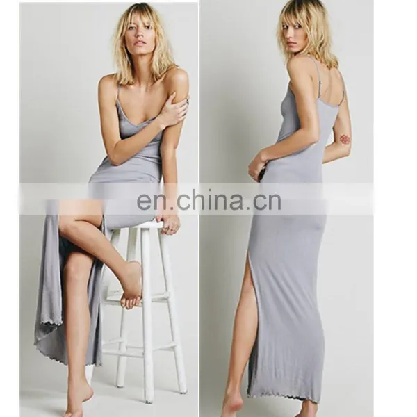 High Slit Sexy Maxi Night Dress Picture Ladies Knit Maxi Dress photo-4