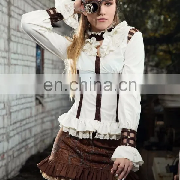 Steampunk Long Sleeve Shirt With Choker-collar photo-5