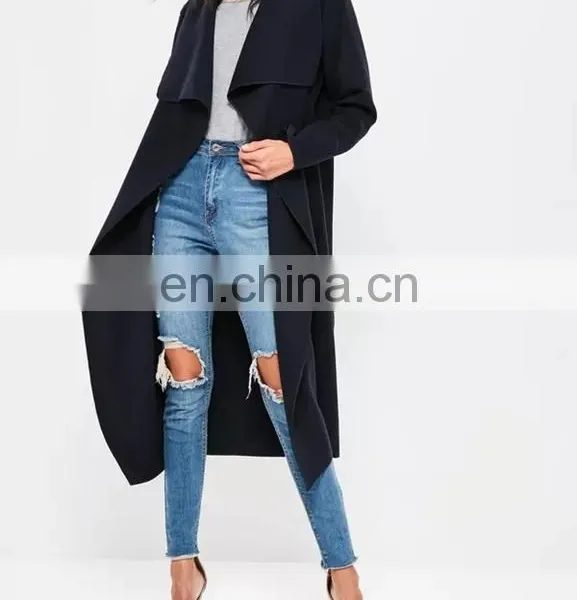 Custom Made Clear Coat Coat Stand on Ladies Black Long Wool Coats Winter photo-2