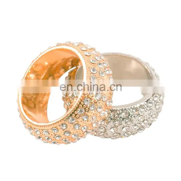 Cheap Bulk Napkin Ring Holders Sliver and Gold Diamond Napkin Rings for Weddings