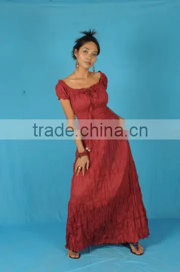 New Fashion Cotton Peasant Sun Long Maxi Boho Hippie Gypsy Beach Casual Ladies Women Festival Evening Dress photo-2
