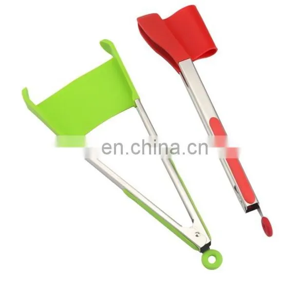 New 2 in 1 Food Grade Silicone Spatula Tongs photo-5