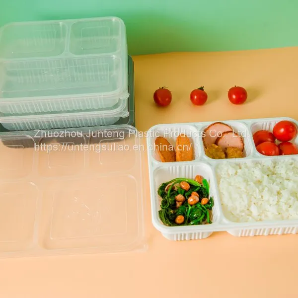 3/4/5 Compartment Disposable Plastic Food Container Food Grade PP Meal Pre Lunch Box With Lid