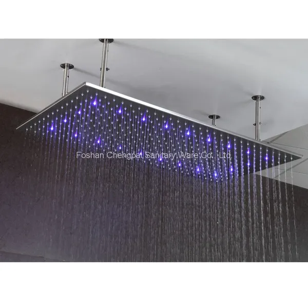 Large Size Shower Set Ceiling Mounted Rain Shower Head With Shower Arm Shower Mixer LED Light photo-2