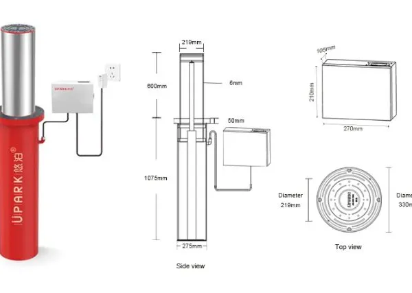 UPARK Anti-collision Remote Metal Parking Posts Auto Not Hydraulic With Mini Box LED Safety Rising Bollard photo-4