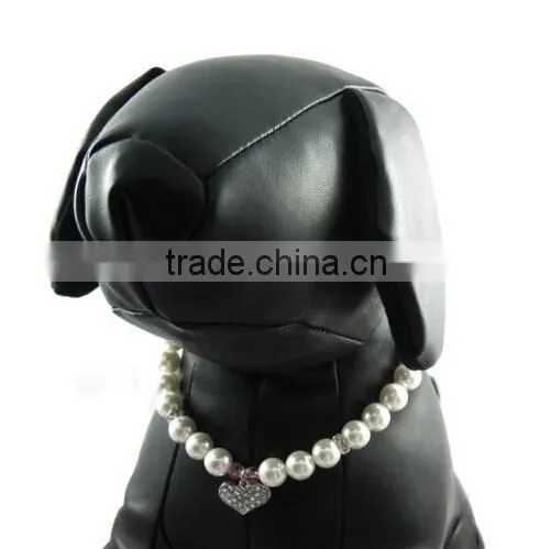 Rhinstone Heart Love Charm Pearl Pet Necklace for Dog and Cat Jewelry photo-5