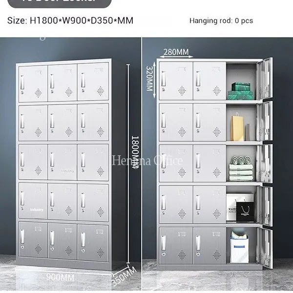15-Door Stainless Steel Personal Locker for Office Employees – Compact Multi-Unit Design for Workspace Efficiency photo-2
