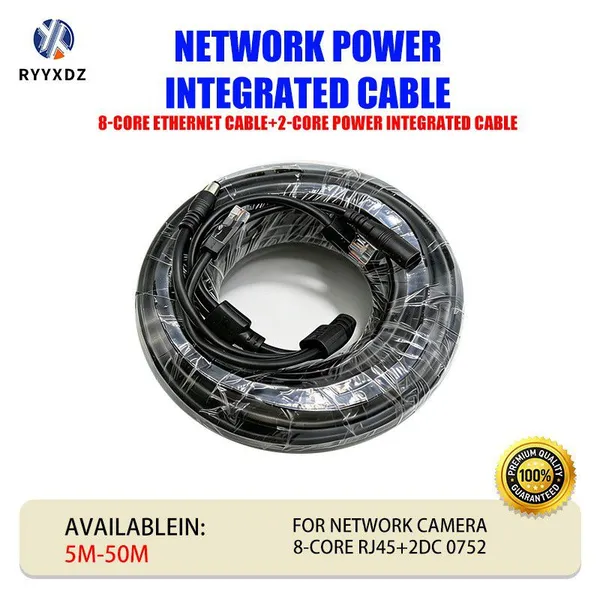 8 Core RJ45 + DC 12V Power Lan Cable 2 in 1 Network Extension Cable For IP Security Camera System CCTV network IP Camera