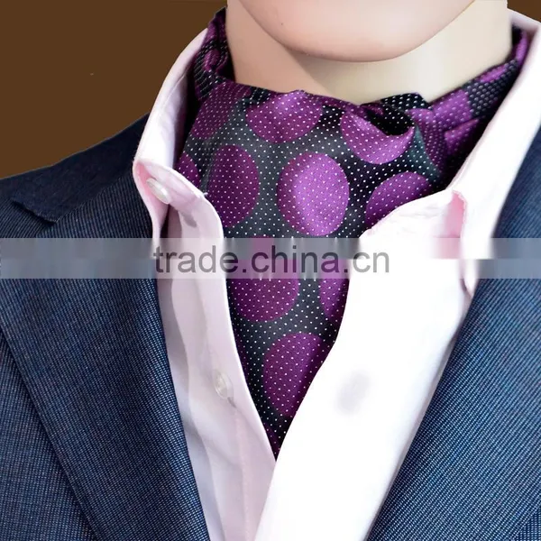 Self British Style Gentleman Polyester Silk Scarves Neck Tie Luxury Men Vintage Polka Dot Wedding Formal Cravat Ascot photo-4