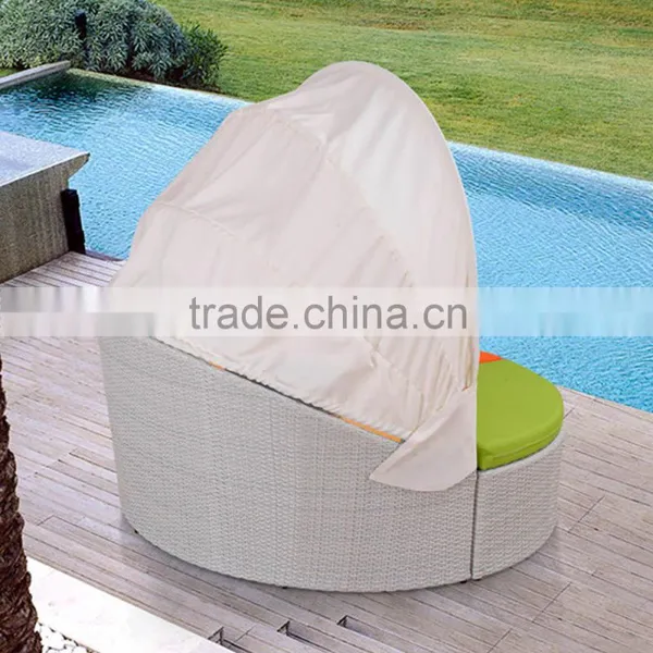 Muebles De Jardin Daybed Garden Rattan Lounge Bed Garden Polyrattan Round Daybed photo-6