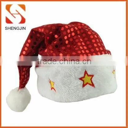Crazy Christmas Hats Shining Paillette Decoration Red Christmas Santa's Hat