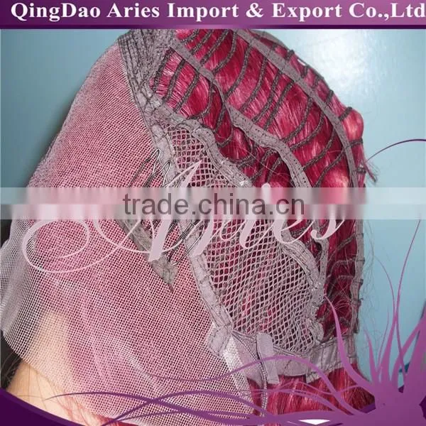 New Products in 2015 Brazilian Virgin Hair Loose Wavy Rihanna Red Human Hair Lace Front Wig photo-5