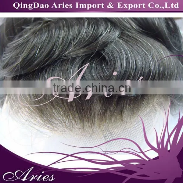Virgin Indian Hair Closure Mono Lace PU Welded Men's Hairpiece Toupee for Men Male Wigs Natural Hair Replacement photo-3