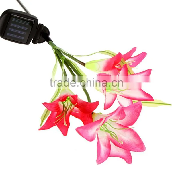 Solar Power Lily Flower LED Light Garden Yard Lawn View Lamp Free Shipping photo-4