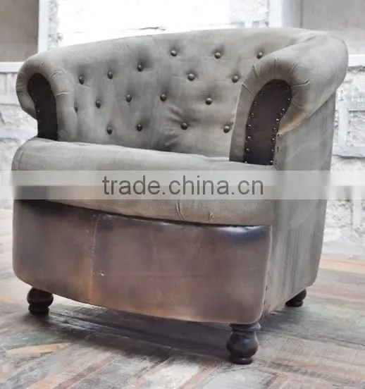 Vintage Industrial Furniture Wholesale, INDUSTRIAL VINTAGE CANVAS SINGLE SEATER SOFA