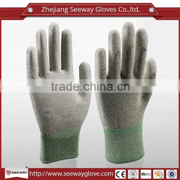 Seeway Copper Fiber With Palm PU Coating ESD Conductive Gloves