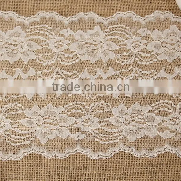 30*275cm Extra Large Burlap Tablecloth With Lace,Jute Burlap Trimming For Decoration photo-2