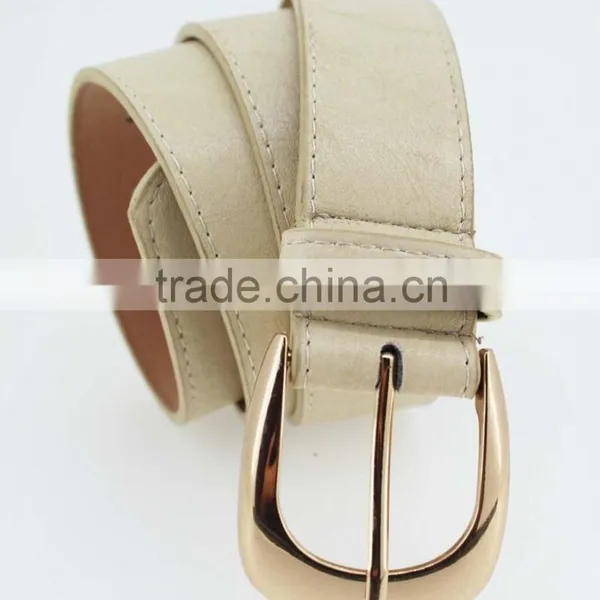 30Mm Women's Fashion Belt With White Leather & Gold Buckle in Chinese Factory photo-3