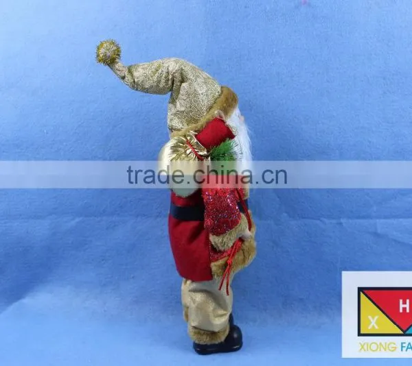 Luxurious Standing Santa Claus Christmas Figure in Red Holly Berry Coat With Corduroy Pants photo-3