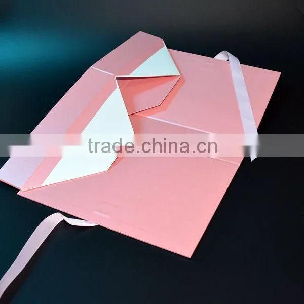 High End Beautiful Pink Flat Folding Paper Gift Box photo-2