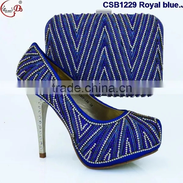 CSB1229 New Design Wholesale Price Shoes Matching Bags for Women, Gold Shoes and Bags photo-3