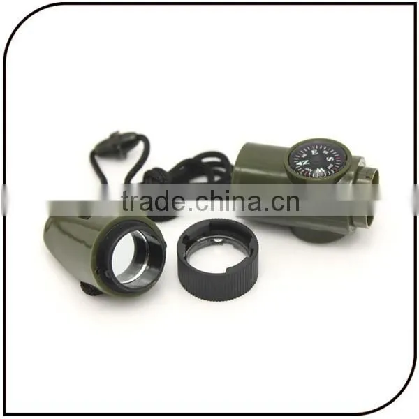 Outdoor 7 in 1 Emergency Plastic Lifesaving Flashlight Whistle Compass Survival Whistle With Led Flashlight photo-6