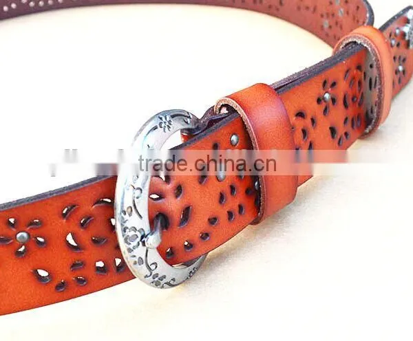 Woman Fashion Genuine Leather Ladies Leather Belt With Rivets photo-4