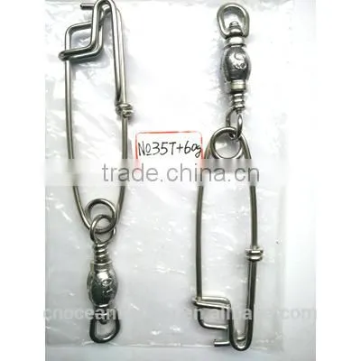 Stainless Steel Shaft and Eyes Longline Fishing Leaded Swivel and Stainless Steel Snap-NO.35t+60g