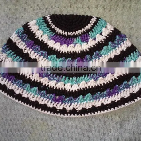 Good Quality Knit Yarmulke/Cotton Crochet Kippah / Multi Color Design Cotton Kippah Muslim Cap