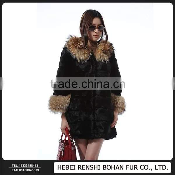 Factory Price Raccoon Fur Collar Women Winter Coats
