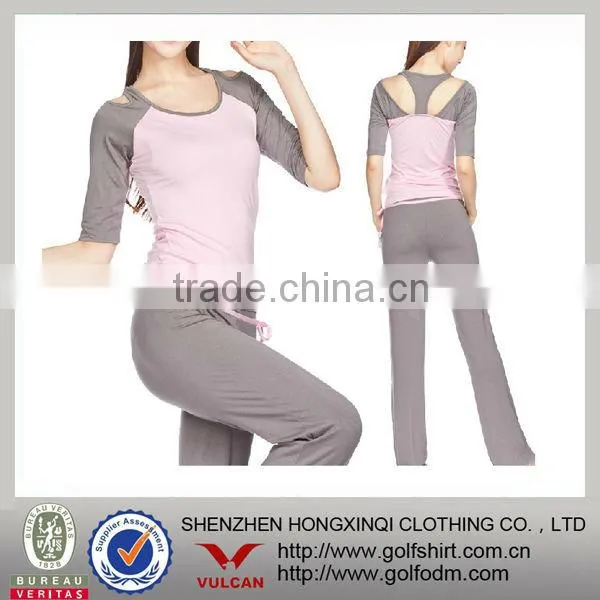 Bamboo Charcoal Fiber Contrast Womens Yoga Suits