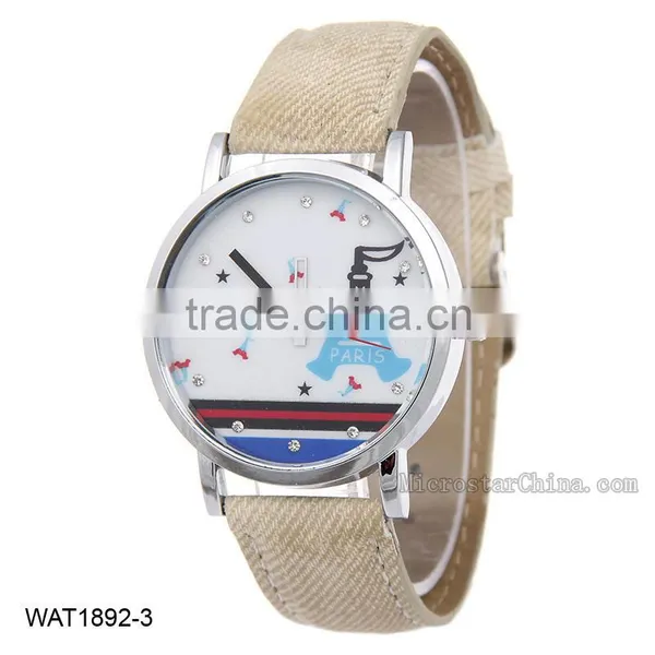 Eiffel Tower Casual Jean Canvas Wrist Watch photo-3