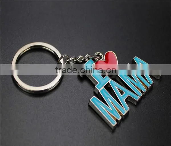 New Fashion Gift Key Chains With I Love MAMA Key Chain Oil Paint Metal Key Chain Blue Souvenir photo-4