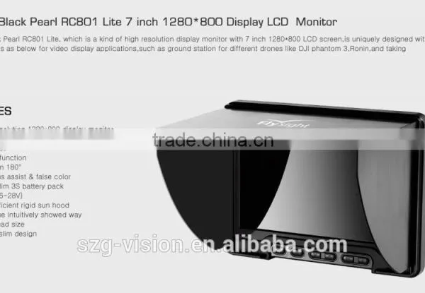 G2970 Flysight Black Pearl RC801 Lite Display Monitor With 7 Inch 1280*800 LCD Screen High Resolution photo-2