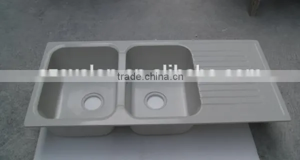 Hot Model Acrylic Integral Solid Surface Kitchen Sink,artificial Stone Double Kitchen Sink ,resin Stone Sink photo-3