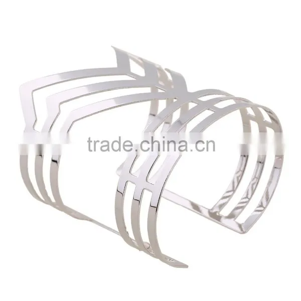 Multilayer Punk Women Cuff Wide Bangles Opened Alloy Bracelets Jewelry Gold & Silver Colors Fashion Accessories photo-5