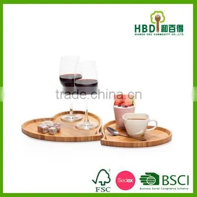 New Design Heart Shape Bamboo Serving Tray, Bamboo Serving Plate photo-2