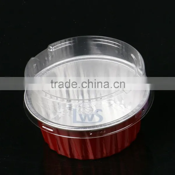 Colored High Quality Round Aluminum Foil Container With Lid Used for Pudding,yogurt, Cupcake photo-3