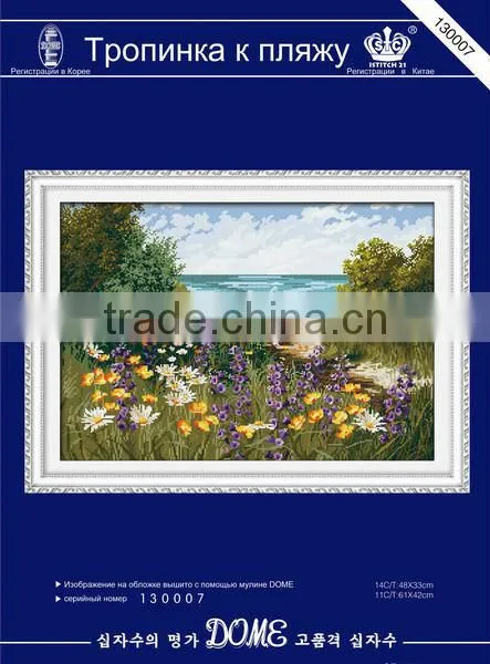 Beautiful Scenery Embroidery Fabric Diy With Russian Packing