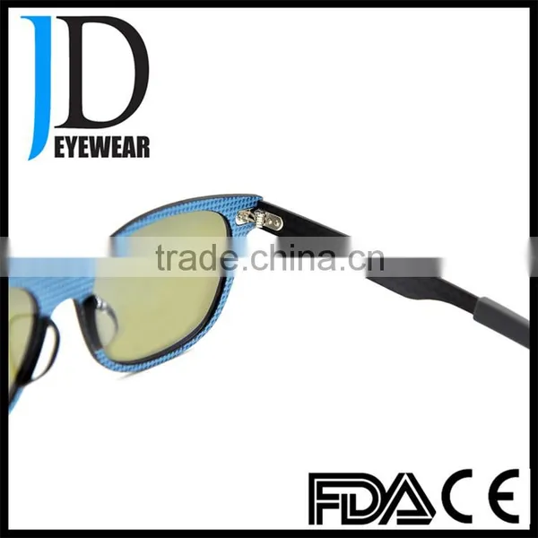 Custom Made Black Frame Blue Lens Vintage Carbon Fiber Sunglasses photo-6