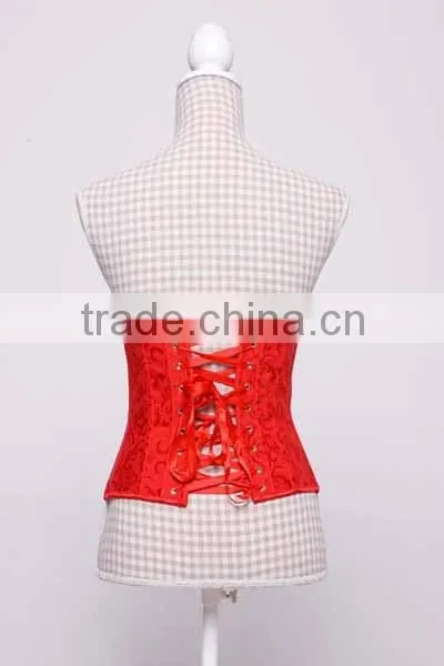 Accept Paypal Wholesale Women Underwear Brocade Sexy Red Mature Corset photo-5