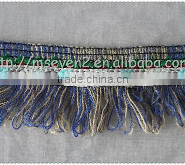6.3cm Polyester Fringe Tassel, Woolen Fringe Trimming With Jacquard, Decorative Jacquard Tape for Garment photo-5