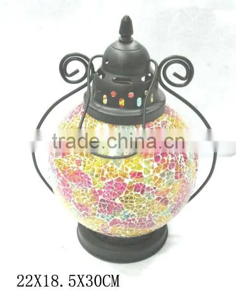 2013 Glass Mosaic Lantern With Metal photo-2